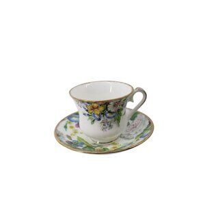 Heirloom China Teacup Saucer Set Bone Vintage 93737 Floral